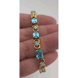 Ross Simons Opal Blue Topaz Gold Vermeil Sterling 925 Tennis Bracelet 6.75"